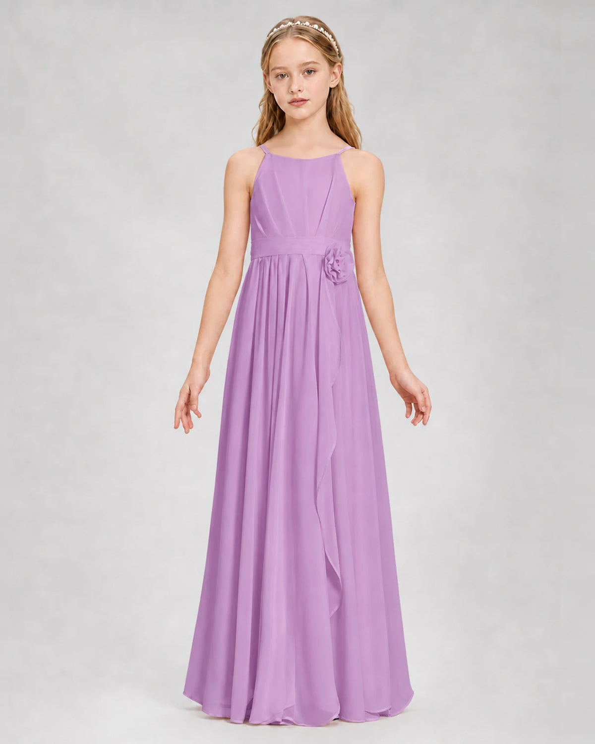 Lilac A-line Junior Bridesmaid Dresses Front