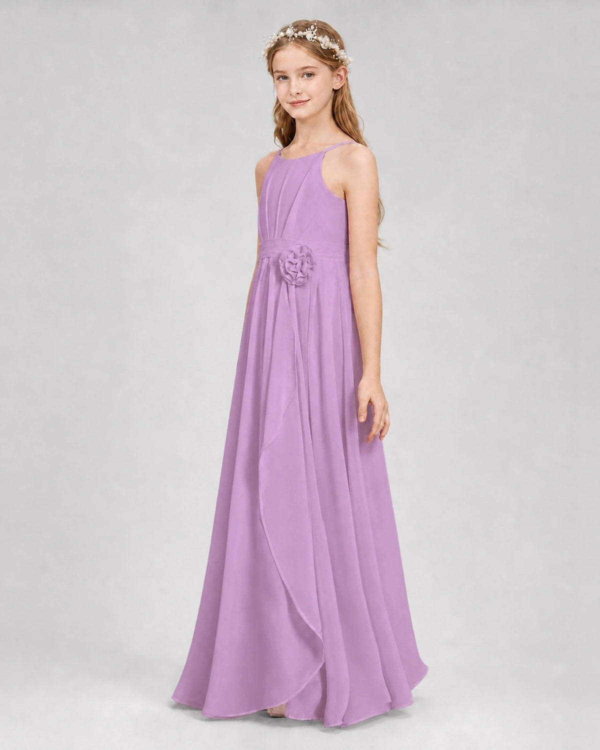 Lilac A-line Junior Bridesmaid Dresses Side