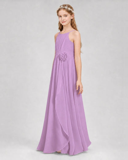 Lilac A-line Junior Bridesmaid Dresses Side