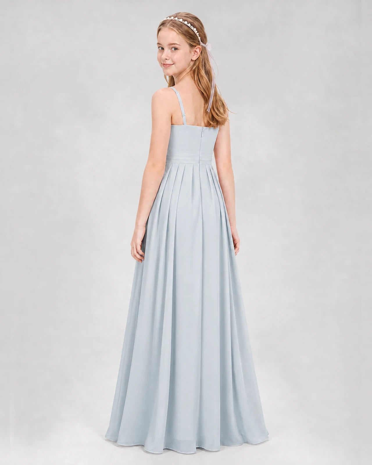 Mist A-line Junior Bridesmaid Dresses Back