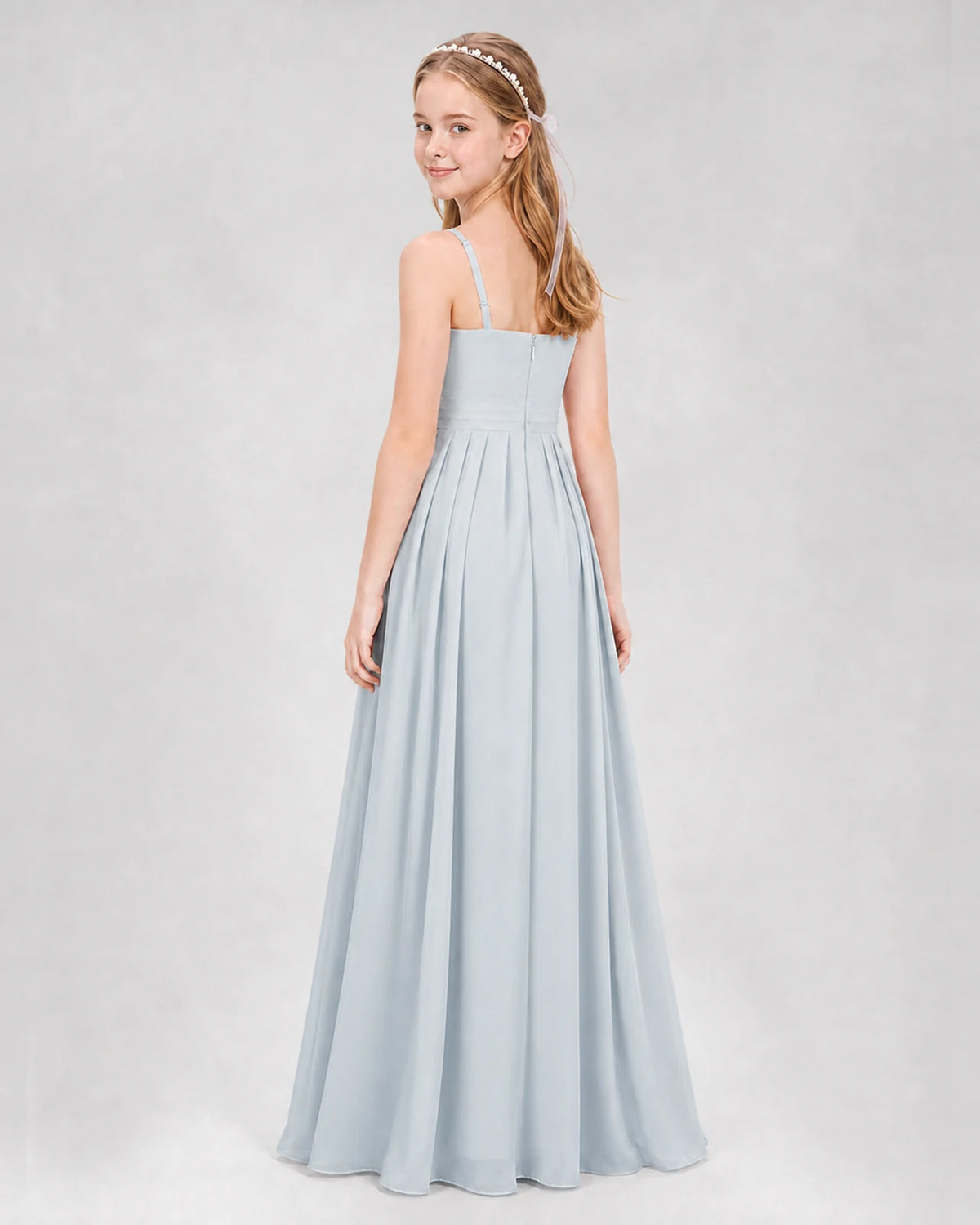 Mist A-line Junior Bridesmaid Dresses Back