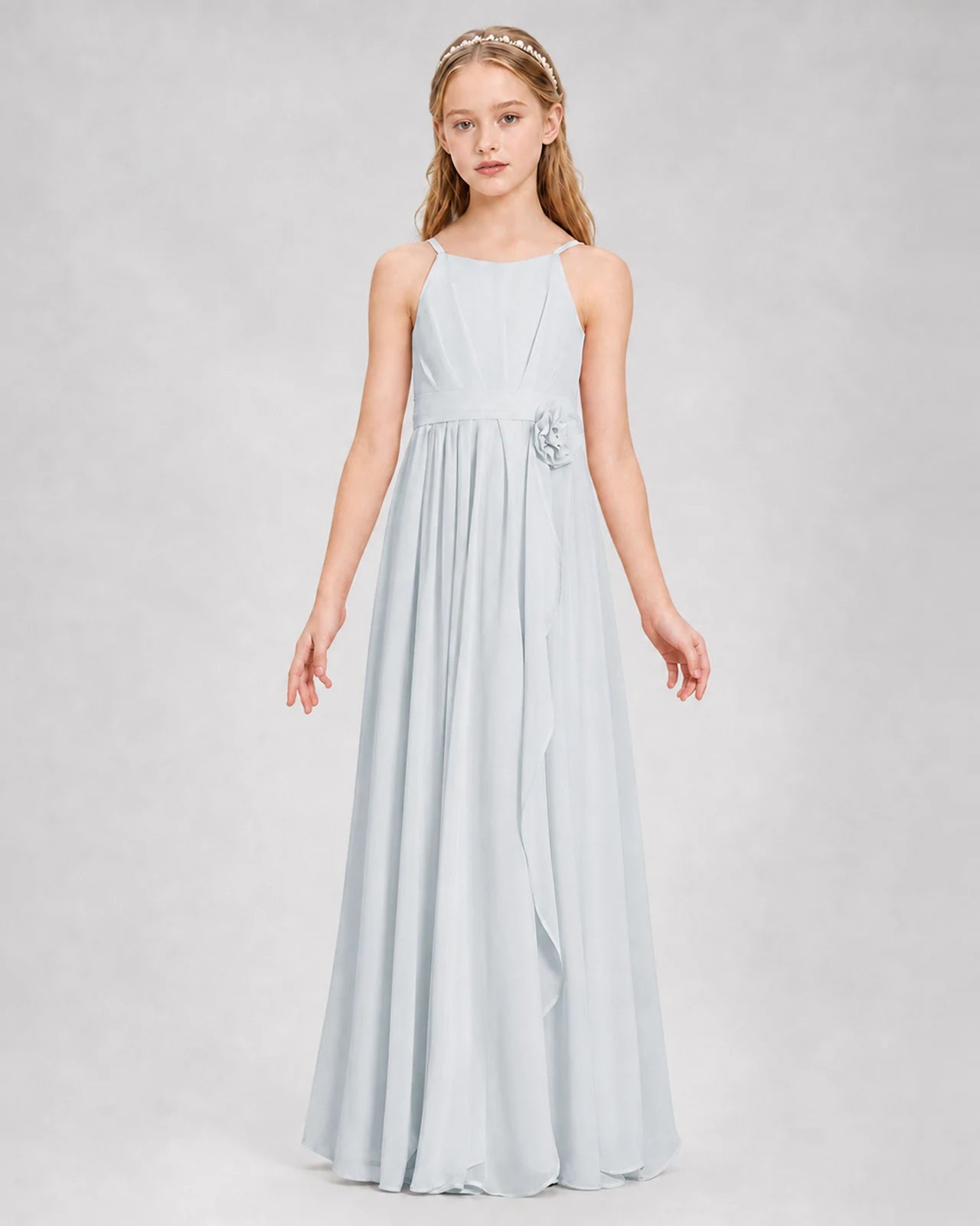 Mist A-line Junior Bridesmaid Dresses Front