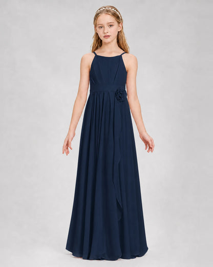 Navy Blue A-line Junior Bridesmaid Dresses Front