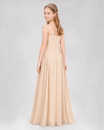 Peach A-line Junior Bridesmaid Dresses Back