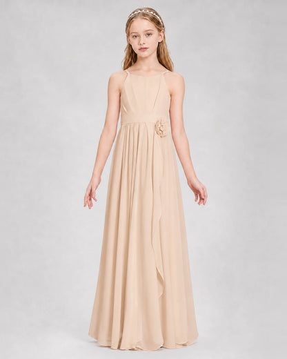 Peach A-line Junior Bridesmaid Dresses Front