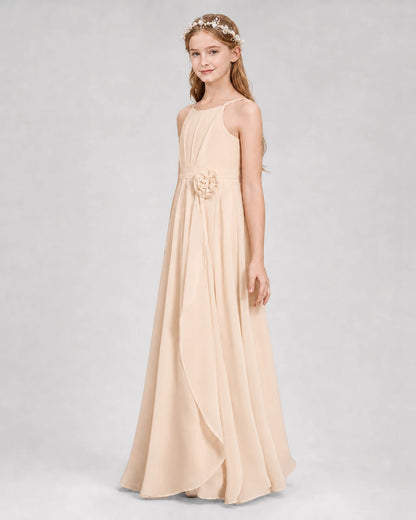 Peach A-line Junior Bridesmaid Dresses Side