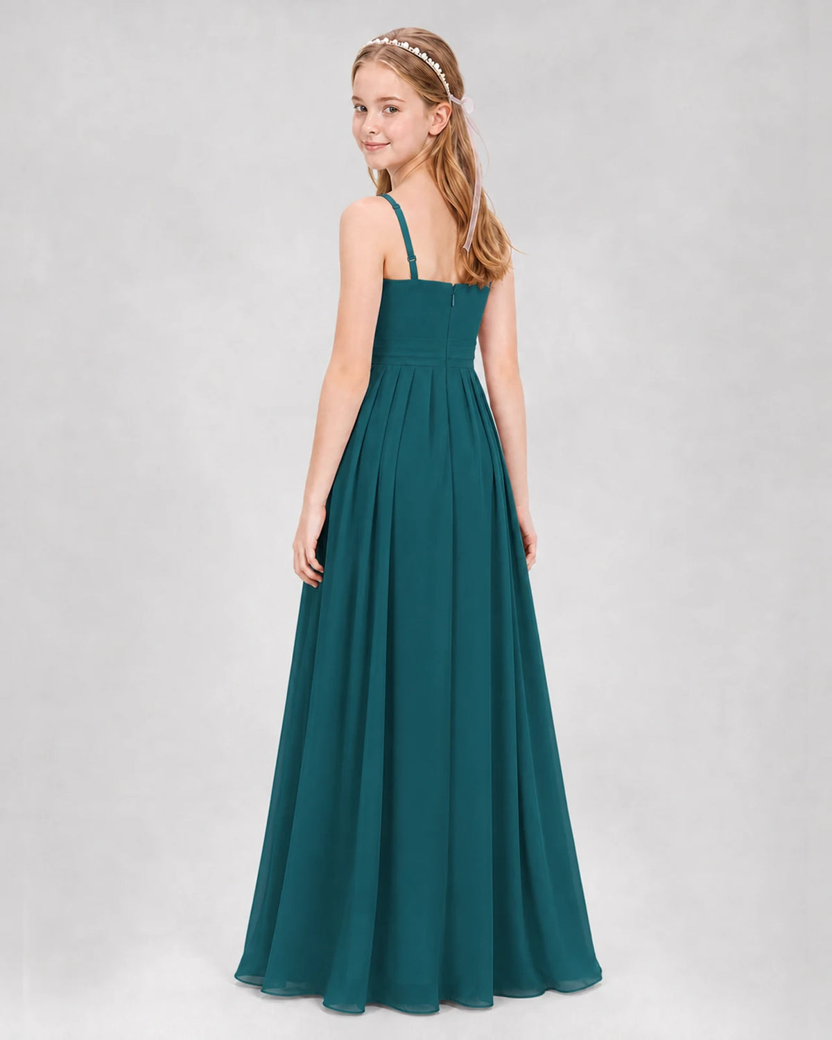 Peacock A-line Junior Bridesmaid Dresses Back