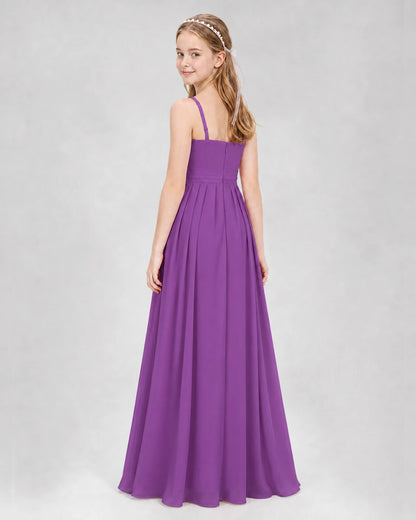 Purple A-line Junior Bridesmaid Dresses Back