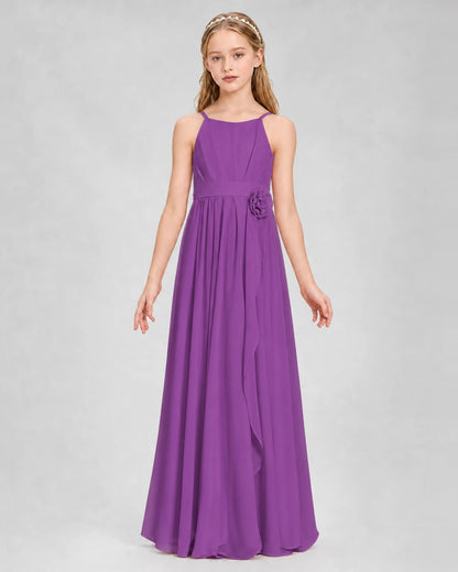 Purple A-line Junior Bridesmaid Dresses Front
