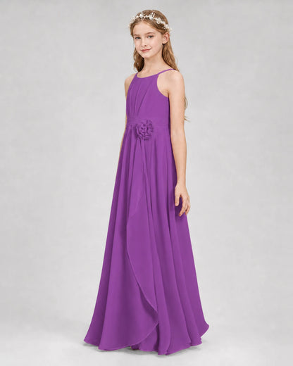 Purple A-line Junior Bridesmaid Dresses Side
