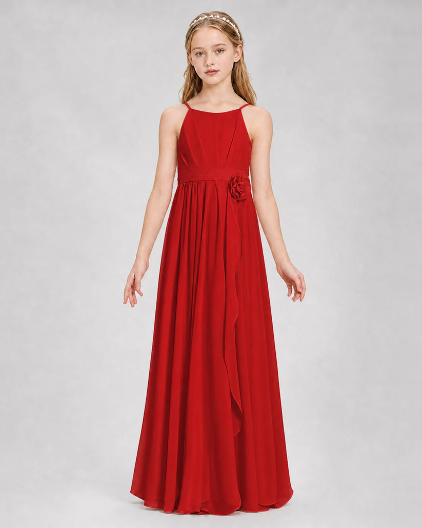 Red A-line Junior Bridesmaid Dresses Front