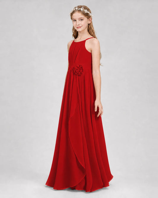 Red A-line Junior Bridesmaid Dresses Side