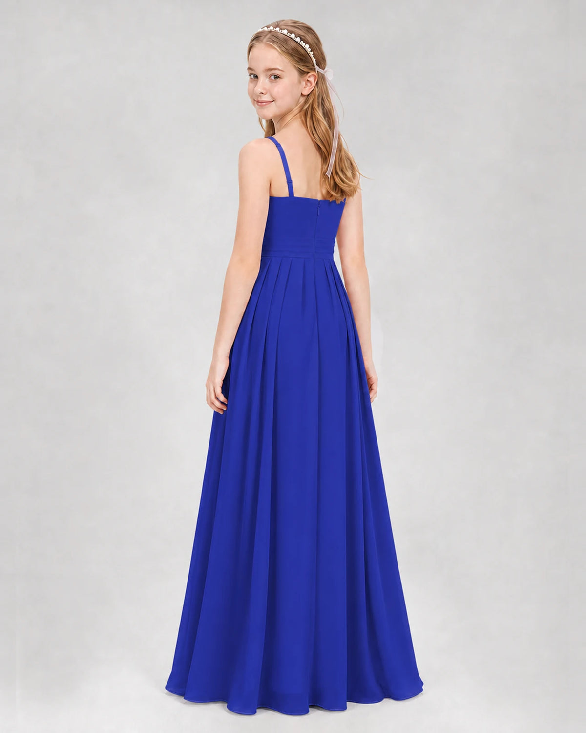 Royal Blue A-line Junior Bridesmaid Dresses Back