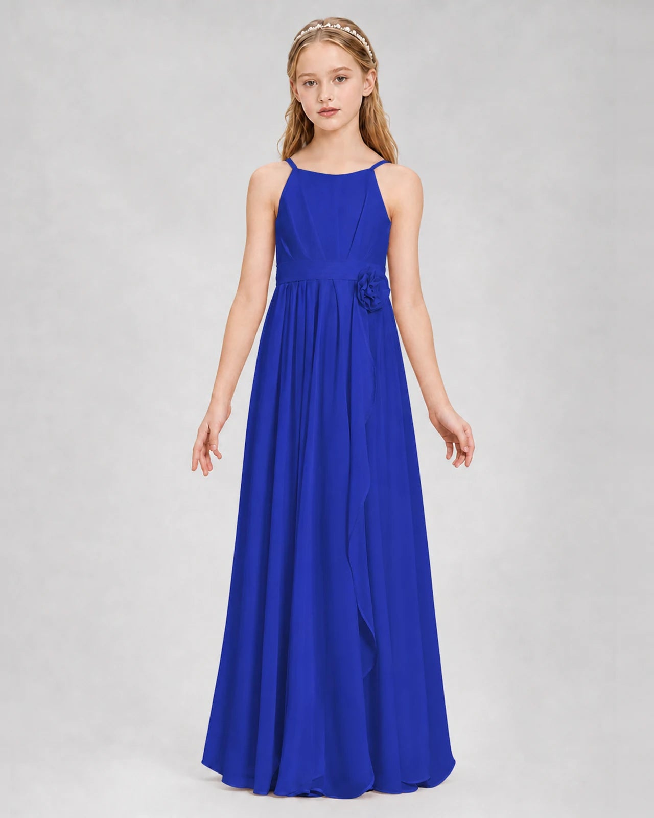 Royal Blue A-line Junior Bridesmaid Dresses Front