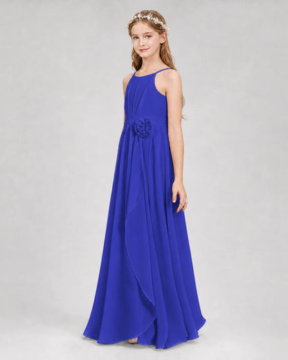 Royal Blue A-line Junior Bridesmaid Dresses Side