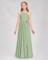 Sage Green A-line Junior Bridesmaid Dresses Front