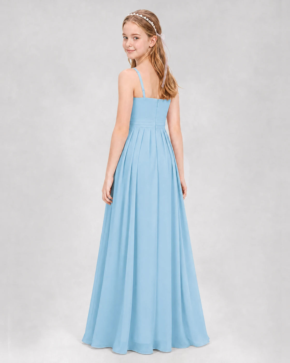 Sky Blue A-line Junior Bridesmaid Dresses Back