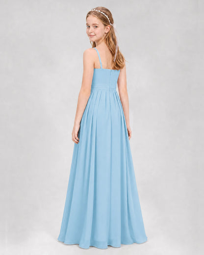Sky Blue A-line Junior Bridesmaid Dresses Back