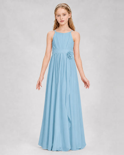 Sky Blue A-line Junior Bridesmaid Dresses Front