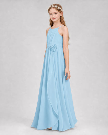 Sky Blue A-line Junior Bridesmaid Dresses Side