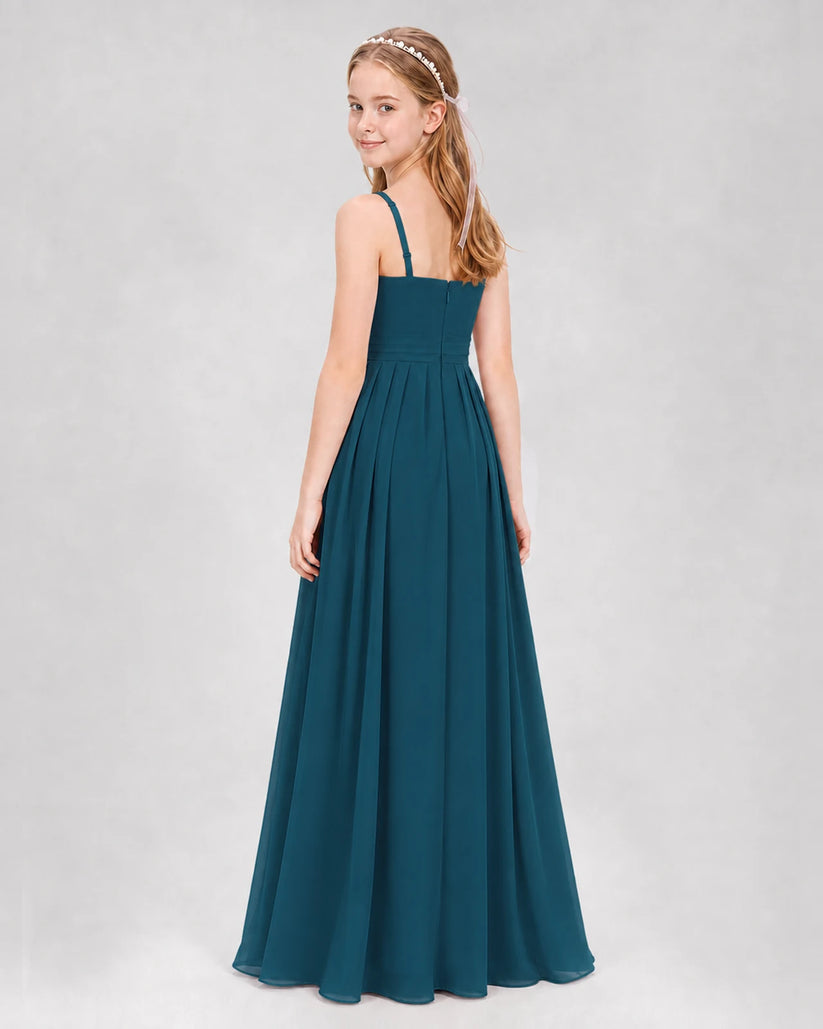 Teal A-line Junior Bridesmaid Dresses Back