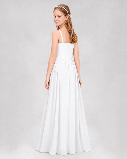 White A-line Junior Bridesmaid Dresses Back