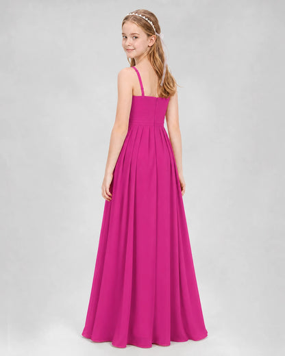 Hot Pink A-line Junior Bridesmaid Dresses Back