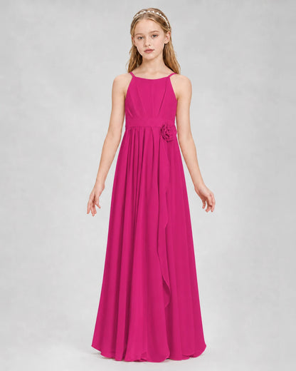 Hot Pink A-line Junior Bridesmaid Dresses Front