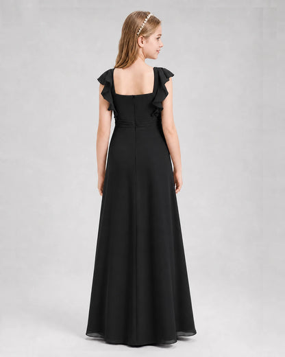 Black A-line Junior Bridesmaid Dresses Back