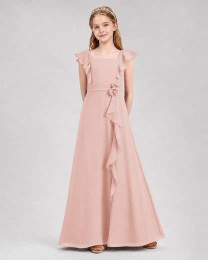 Blush Pink A-line Junior Bridesmaid Dresses Front