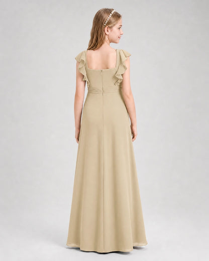 Champagne A-line Junior Bridesmaid Dresses Back