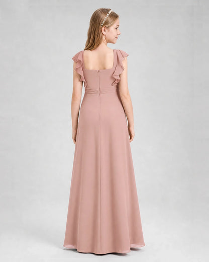 Dusty Rose A-line Junior Bridesmaid Dresses Back
