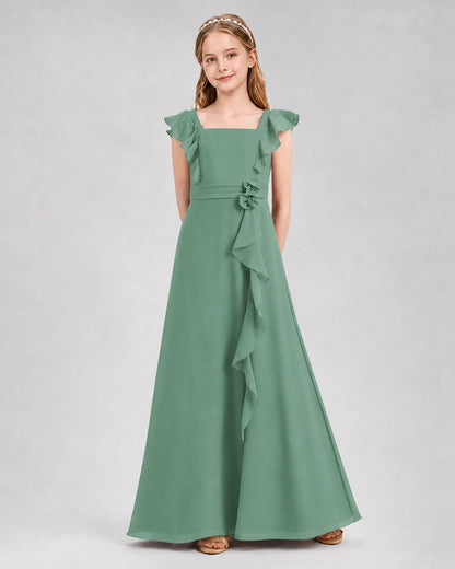 Eucalyptus A-line Junior Bridesmaid Dresses Front