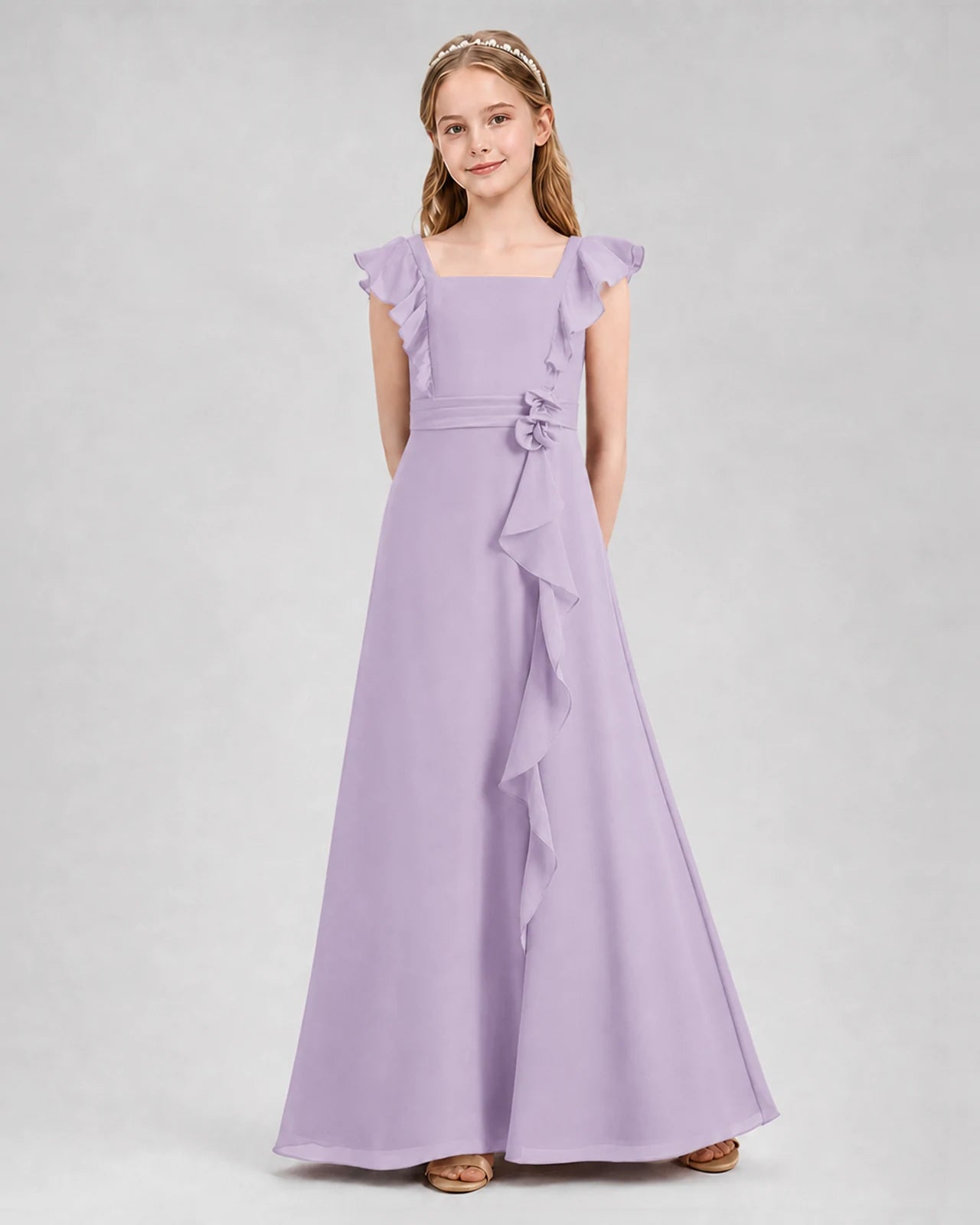 Lavender A-line Junior Bridesmaid Dresses Front