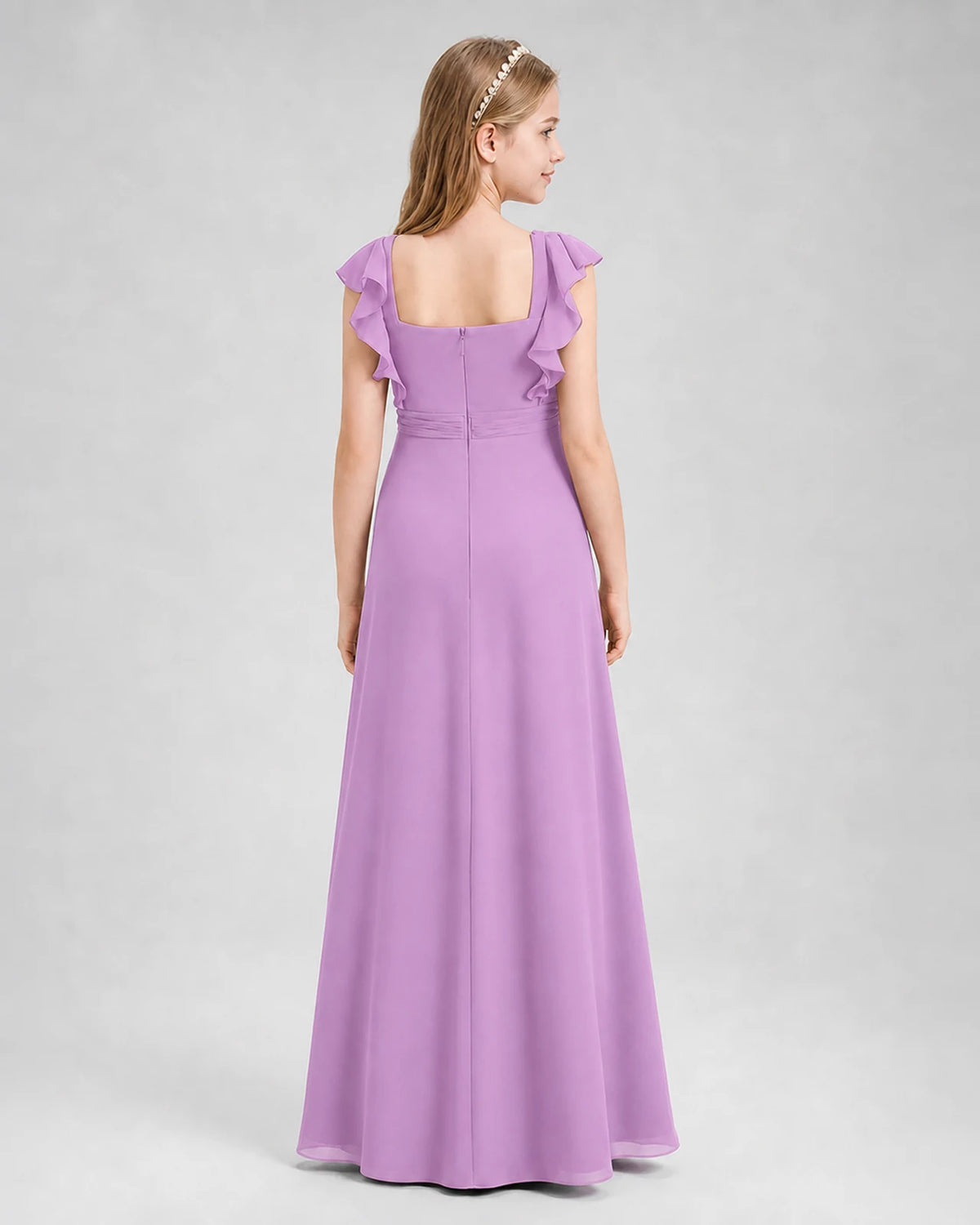 Lilac A-line Junior Bridesmaid Dresses Back
