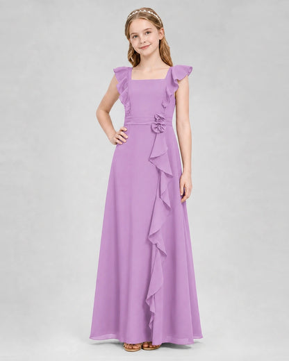 Lilac A-line Junior Bridesmaid Dresses Front