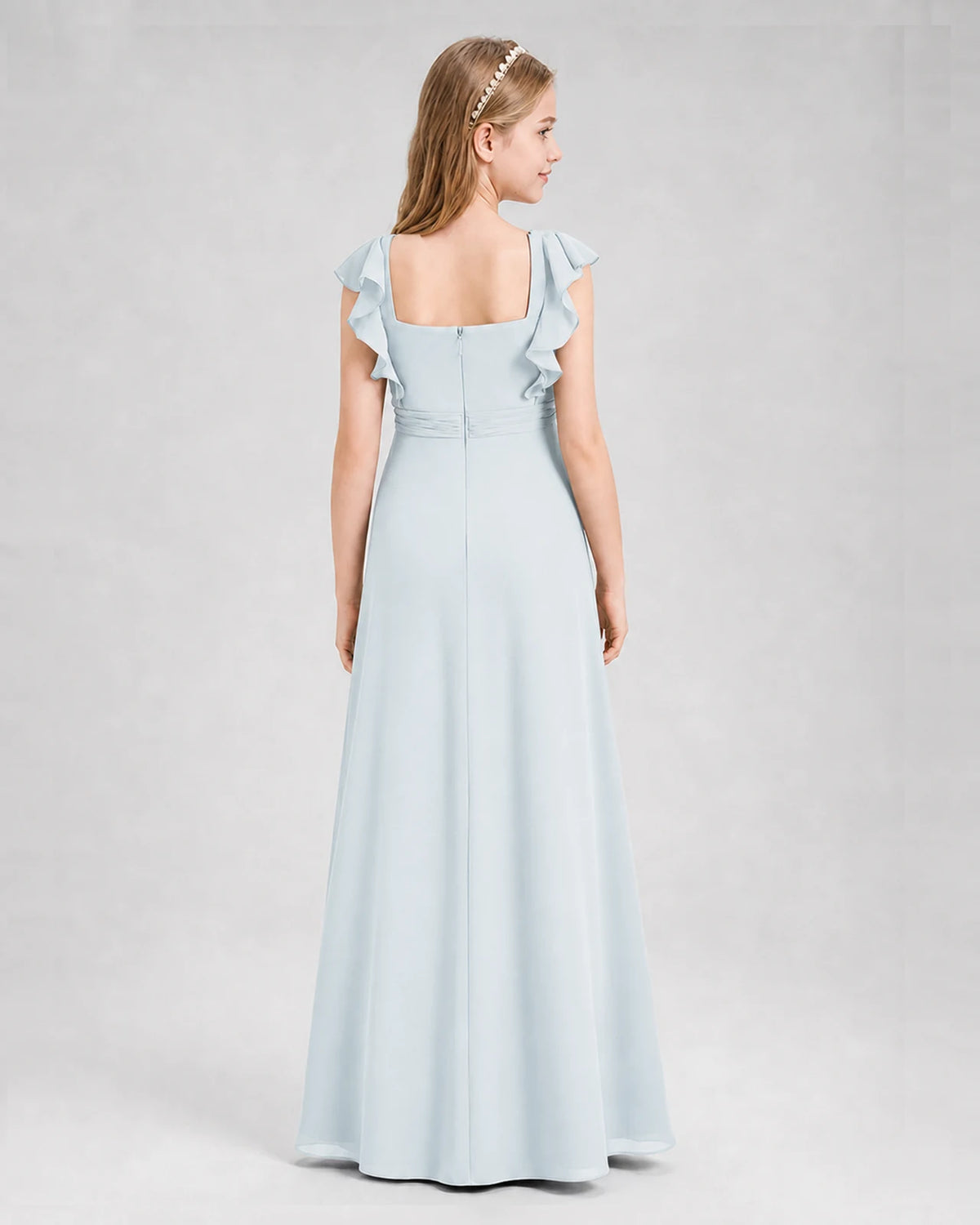 Mist A-line Junior Bridesmaid Dresses Back