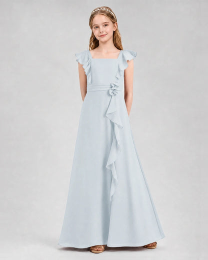 Mist A-line Junior Bridesmaid Dresses Front