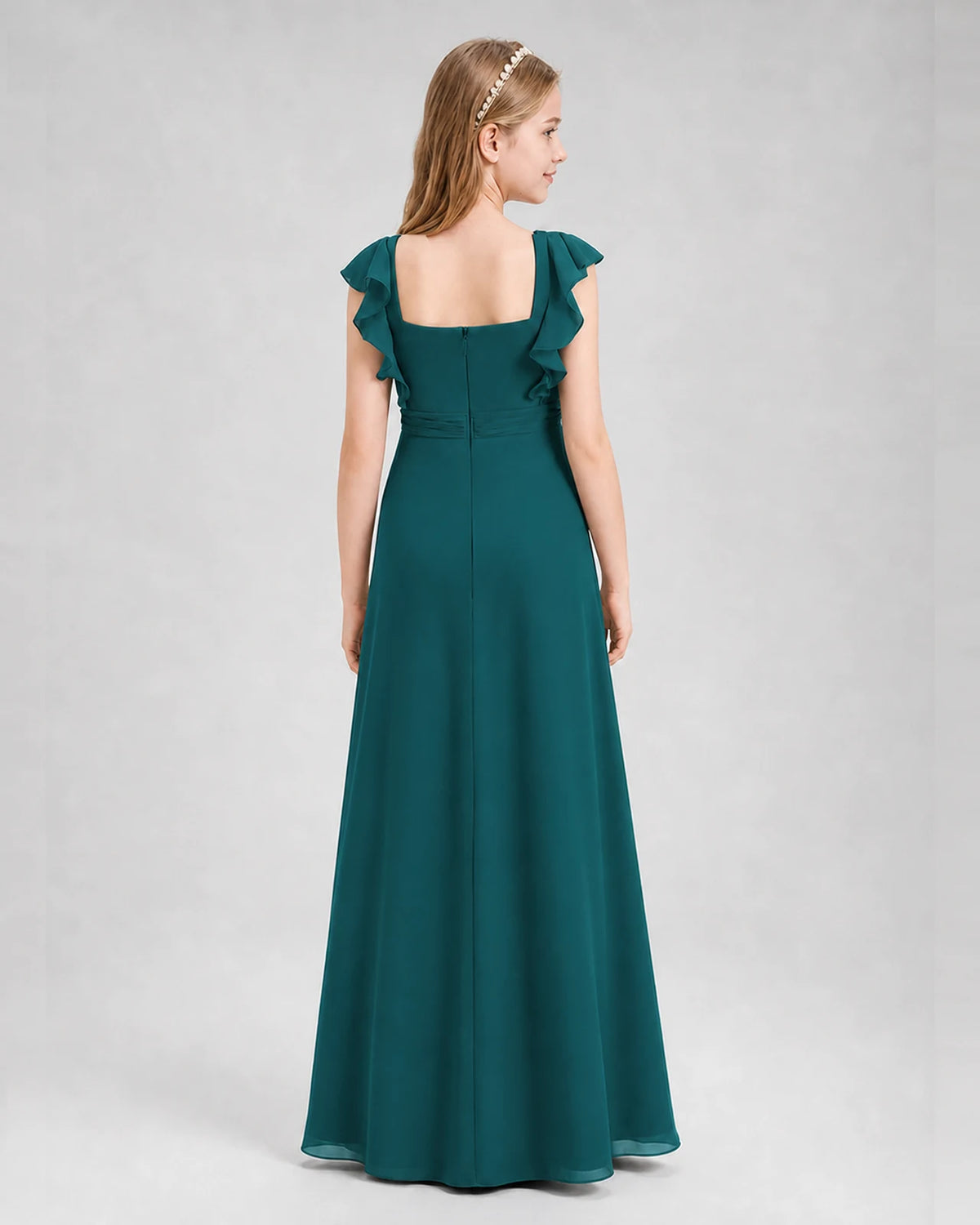 Peacock A-line Junior Bridesmaid Dresses Back