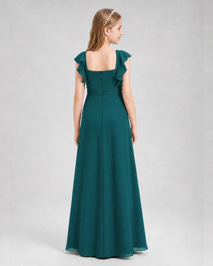 Peacock A-line Junior Bridesmaid Dresses Back