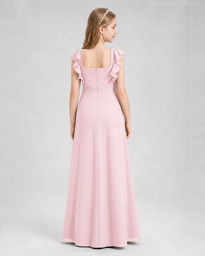 Pink A-line Junior Bridesmaid Dresses Back