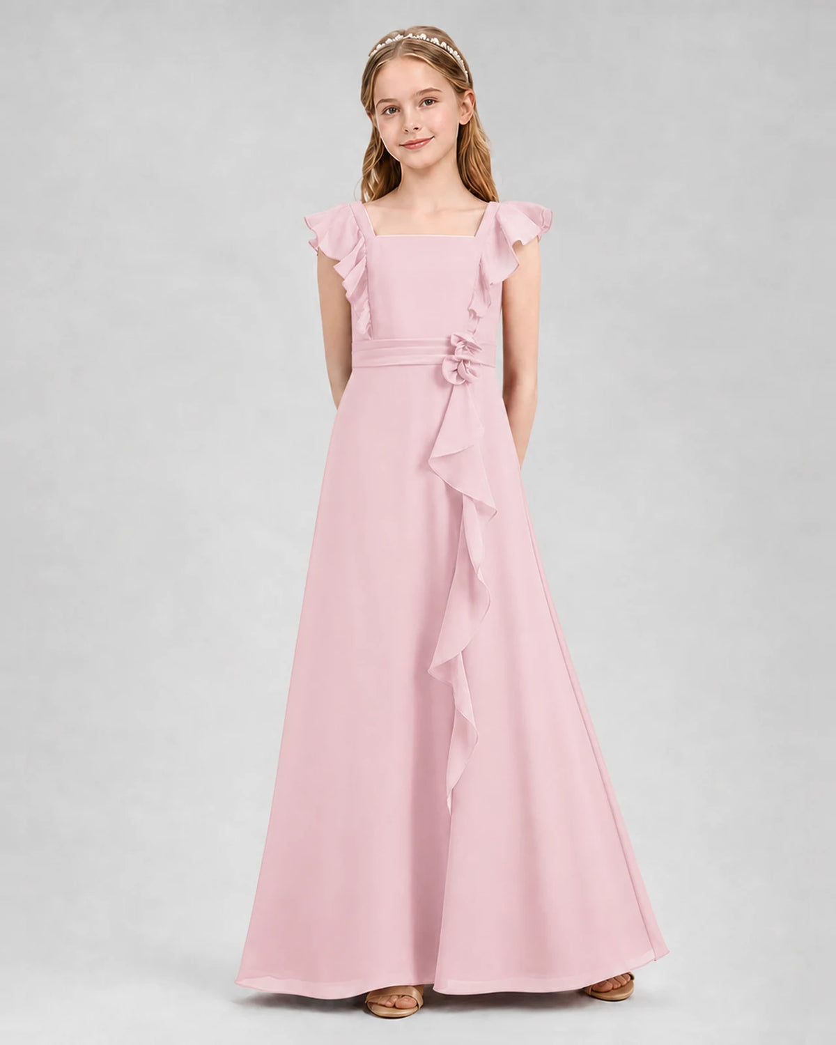 Pink A-line Junior Bridesmaid Dresses Front