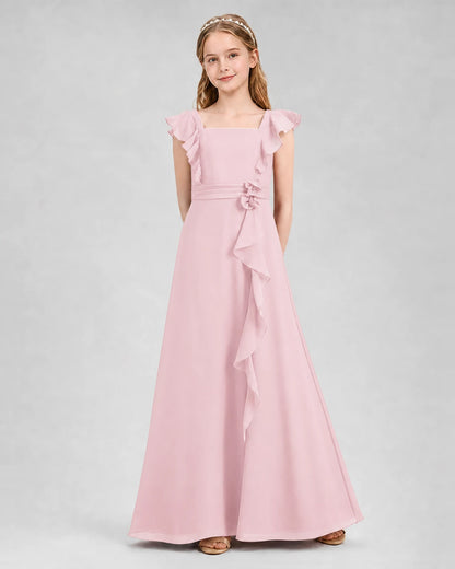 Pink A-line Junior Bridesmaid Dresses Front