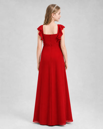 Red A-line Junior Bridesmaid Dresses Back