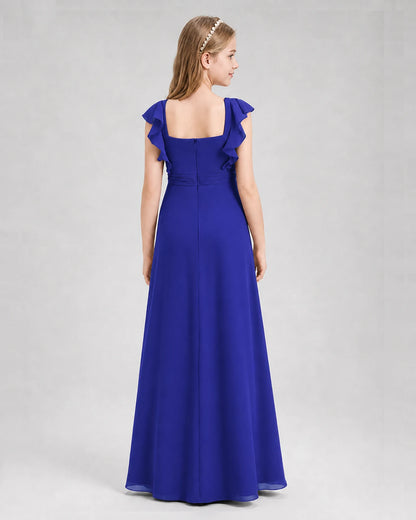 Royal Blue A-line Junior Bridesmaid Dresses Back