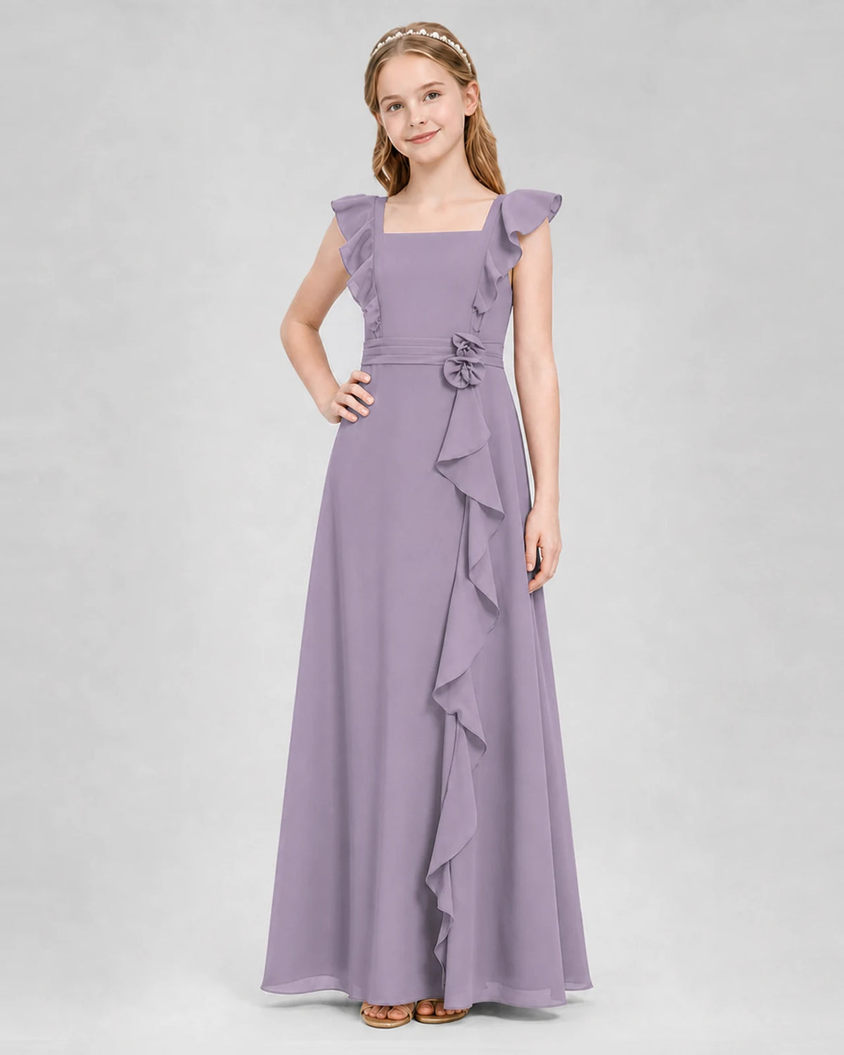 Wisteria A-line Junior Bridesmaid Dresses Side