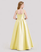 Daffodil Satin A-Line Junior Bridesmaid Dresses Back View