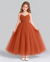 Burnt Orange Ball Gown Girls Formal Dress Front