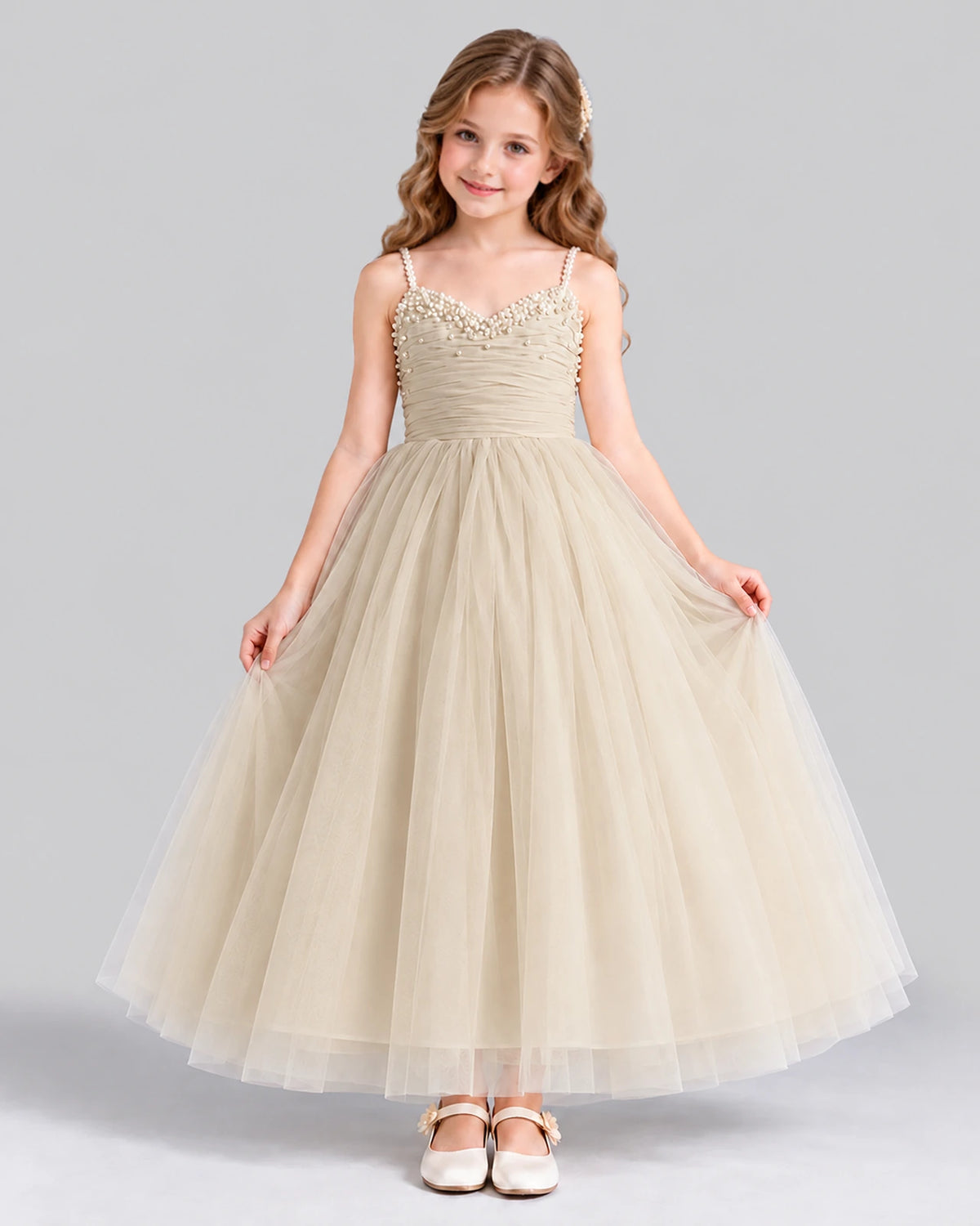 Champagne Ball Gown Girls Formal Dress Front