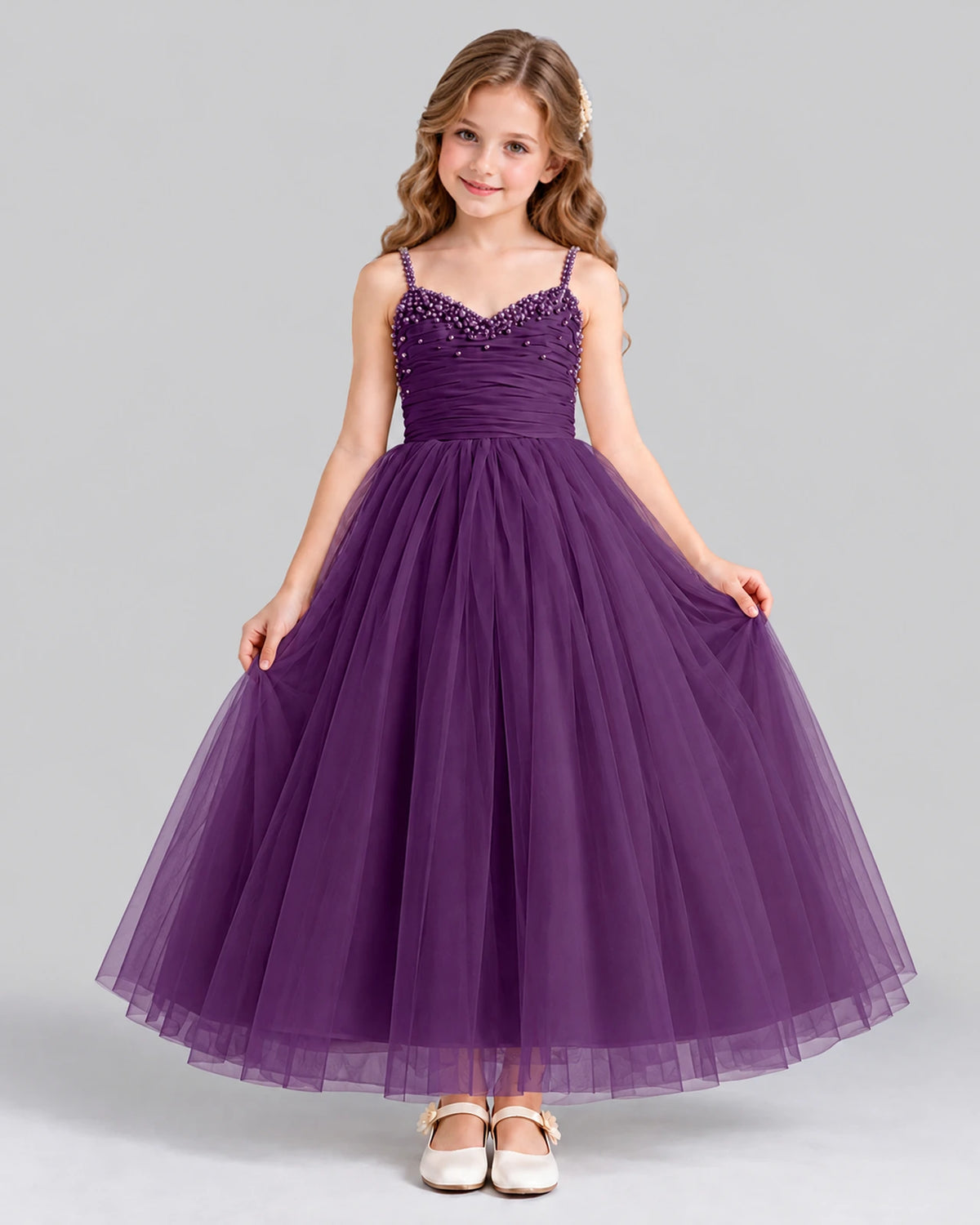 Grape Ball Gown Girls Formal Dress Front